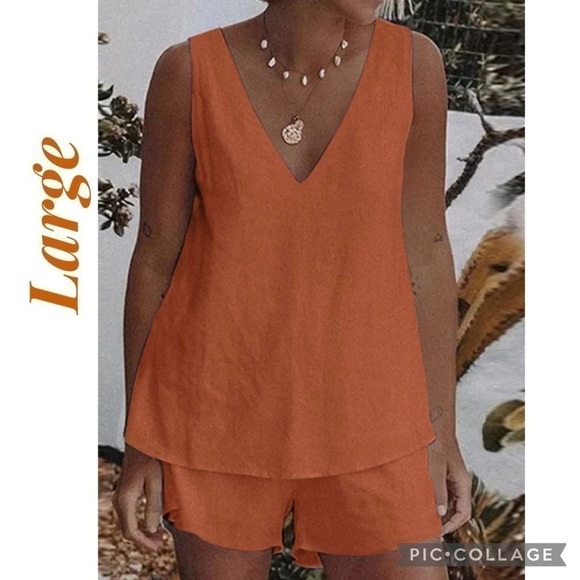 Two Piece Shorts Set - White or Sunset - Picture 2 of 3